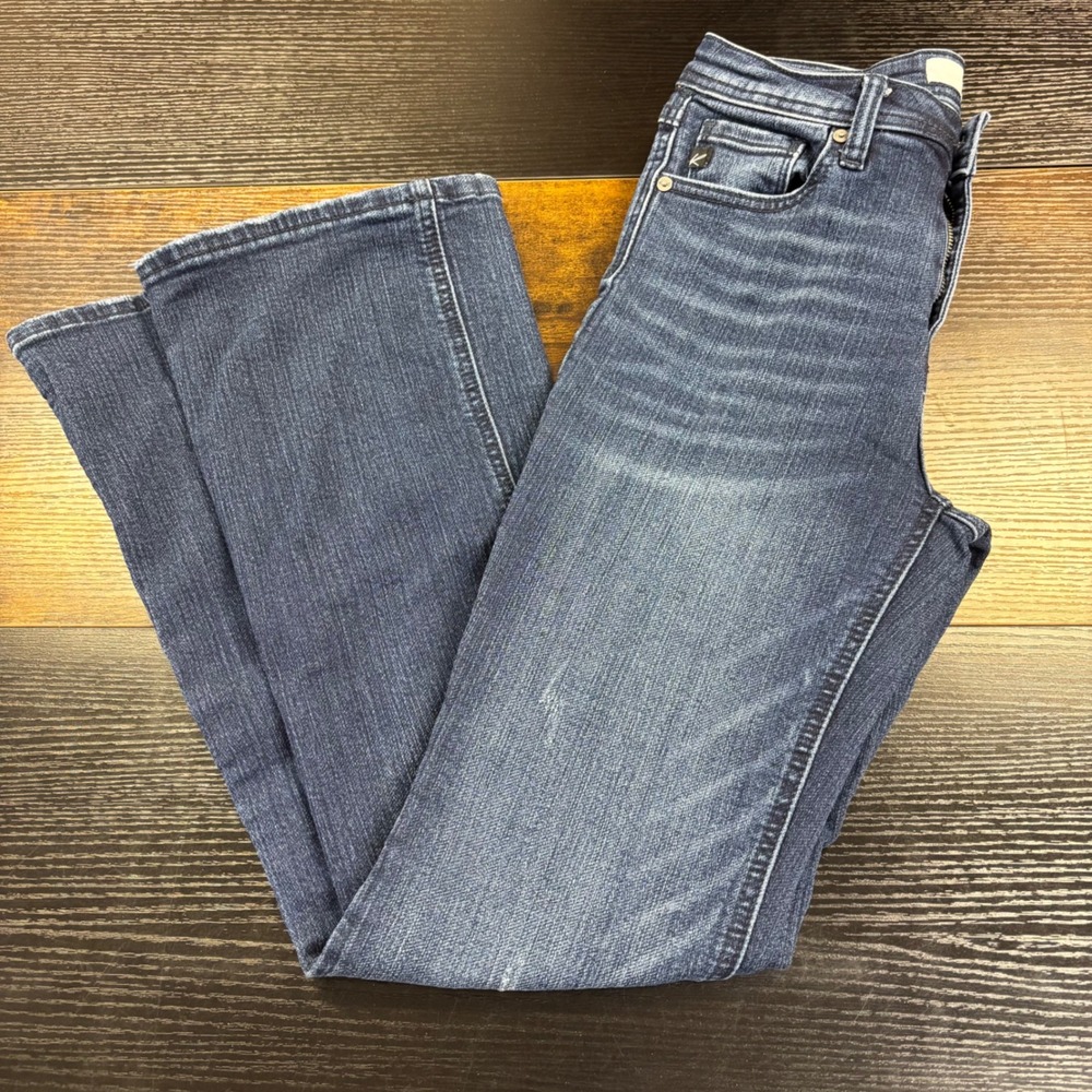 KanCan Women Dark Wash High Rise Flare Jeans 5 26 KC7228D-PT Distressed Denim